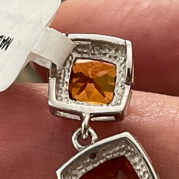 Orange citrine & diamond sterling silver pendant - Picture 8 of 13
